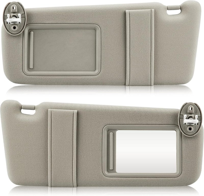 AEagle Left & Right Sun Visor with Light for 2009-2016 Toyota Venza with Sunroof, Driver & Passenger Sides Beige Sunvisor Replacement 74320-0T022-B1, 74310-0T022-B1 - Image 1